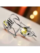 Стерлінгове срібло 925 14k 583 Yellow Peridot Сережки vec053s Російський Радянський СРСР Вінтаж стиль Ар-деко style